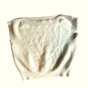 R Label The Reset Cream Sleeveless 100% Wool Sweater Size XL Dolman Sleeve